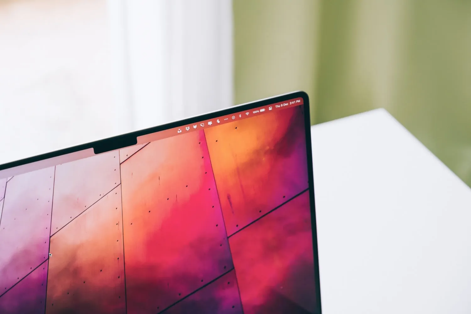 MacBook Pro 16-inch display focussed on the notch